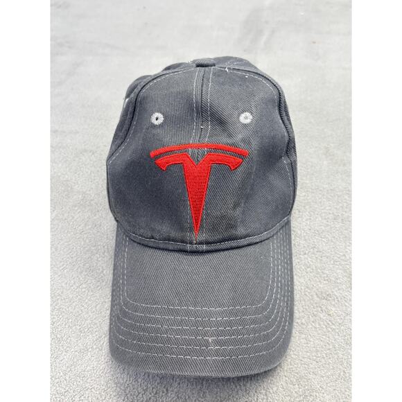 Tesla Hat Cap Strap Back Gray Cotton Embroidered TDG Tesla Drivers Group Mens - Picture 1 of 7